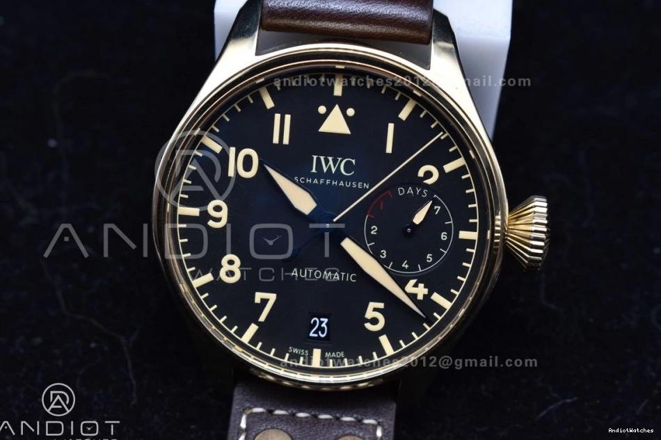 on Dial ZF IW501005 Leather Minimalist Strap Best Real Brown Big A 519 Bronze Black Edition 1:1 Pilot 0407